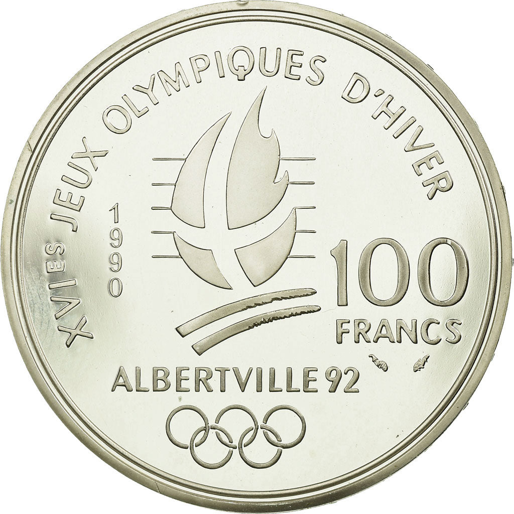 Moneta, Francja, 100 Francs, 1990, MS(65-70), Srebro, KM:980, Gadoury:C7
