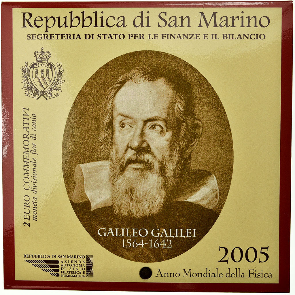 San Marino, 2 Euro, Galileo Galilei, 2005, Rome, Bi-Metallic, MS(65-70)