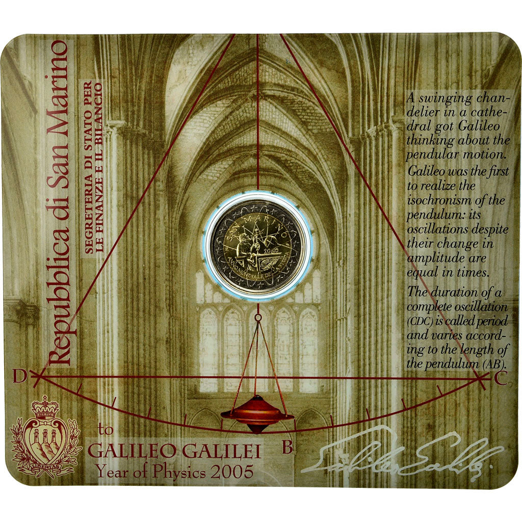 San Marino, 2 Euro, Galileo Galilei, 2005, Rome, Bi-Metallic, MS(65-70)