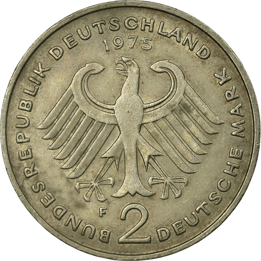 Coin, GERMANY - FEDERAL REPUBLIC, 2 Mark, 1975, Stuttgart, VF(30-35)