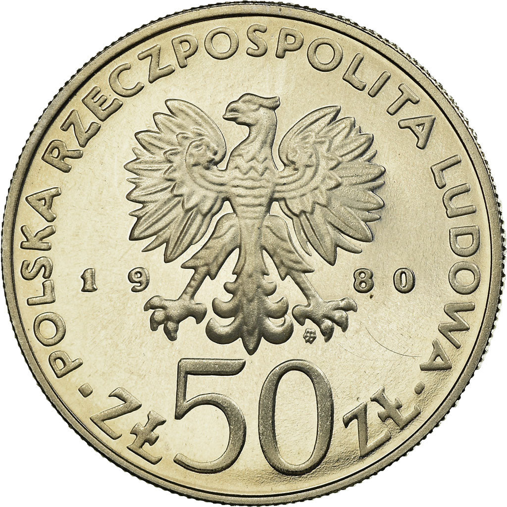Coin, Poland, 50 Zlotych, 1980, Warsaw, AU(55-58), Copper-nickel, KM:114