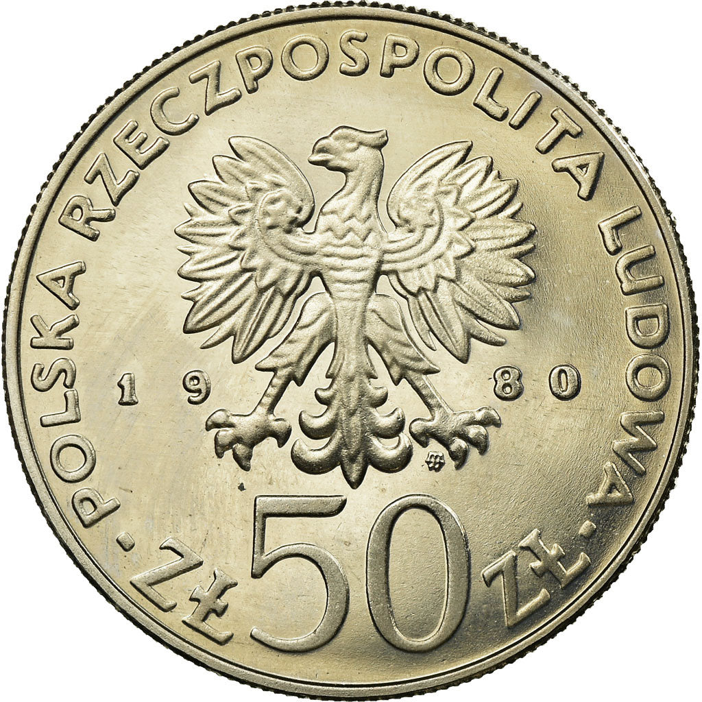 Coin, Poland, 50 Zlotych, 1980, Warsaw, AU(55-58), Copper-nickel, KM:117