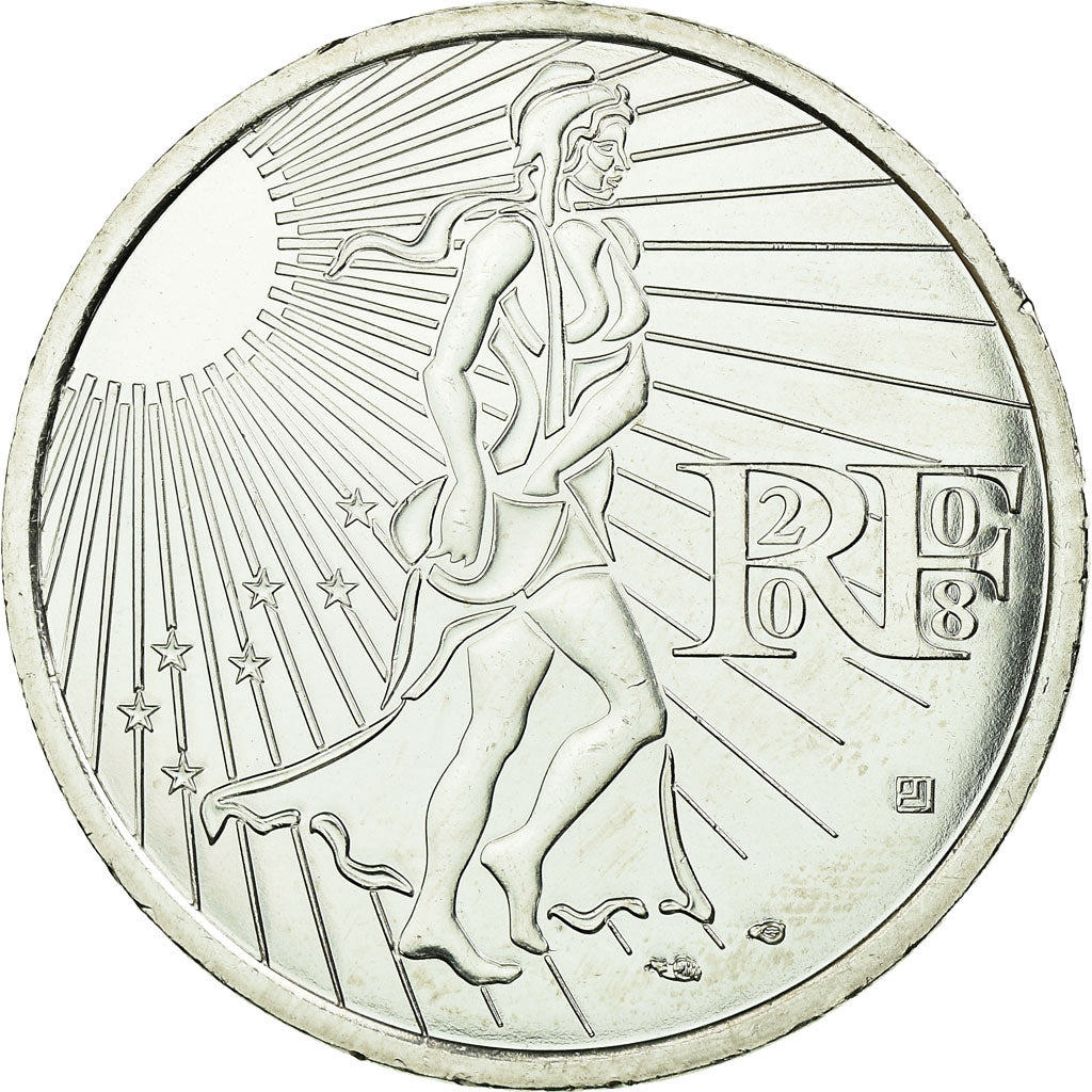 France, 15 Euro, 2008, MS(60-62), Silver, KM:1535