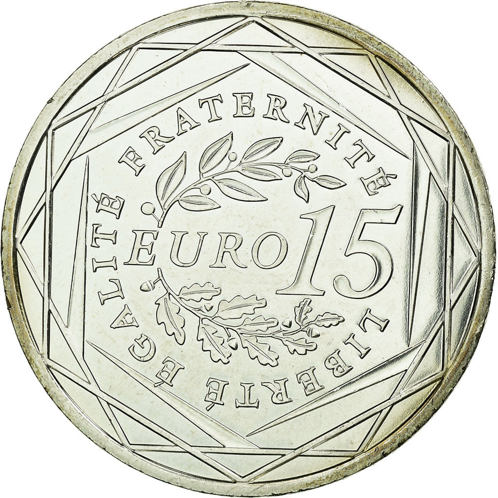 France, 15 Euro, 2008, MS(60-62), Silver, KM:1535