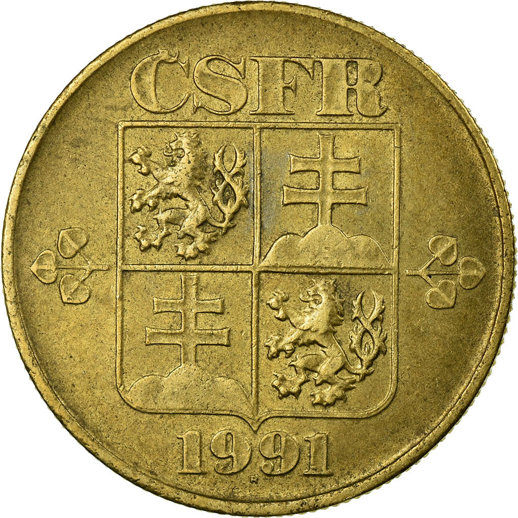 Moeda, Checoslováquia, Koruna, 1991, VF(30-35), Cobre-Alumínio, KM:151