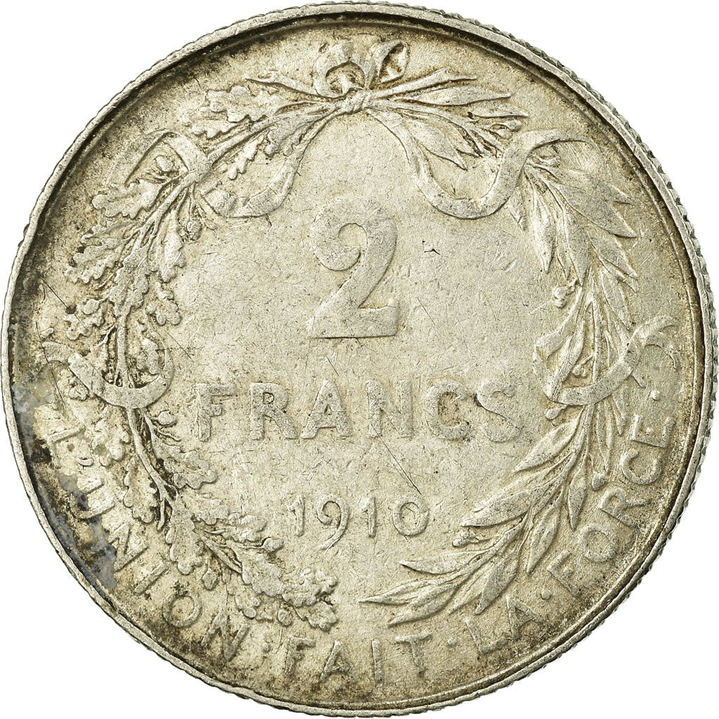 Coin, Belgium, 2 Francs, 2 Frank, 1910, VF(30-35), Silver, KM:74