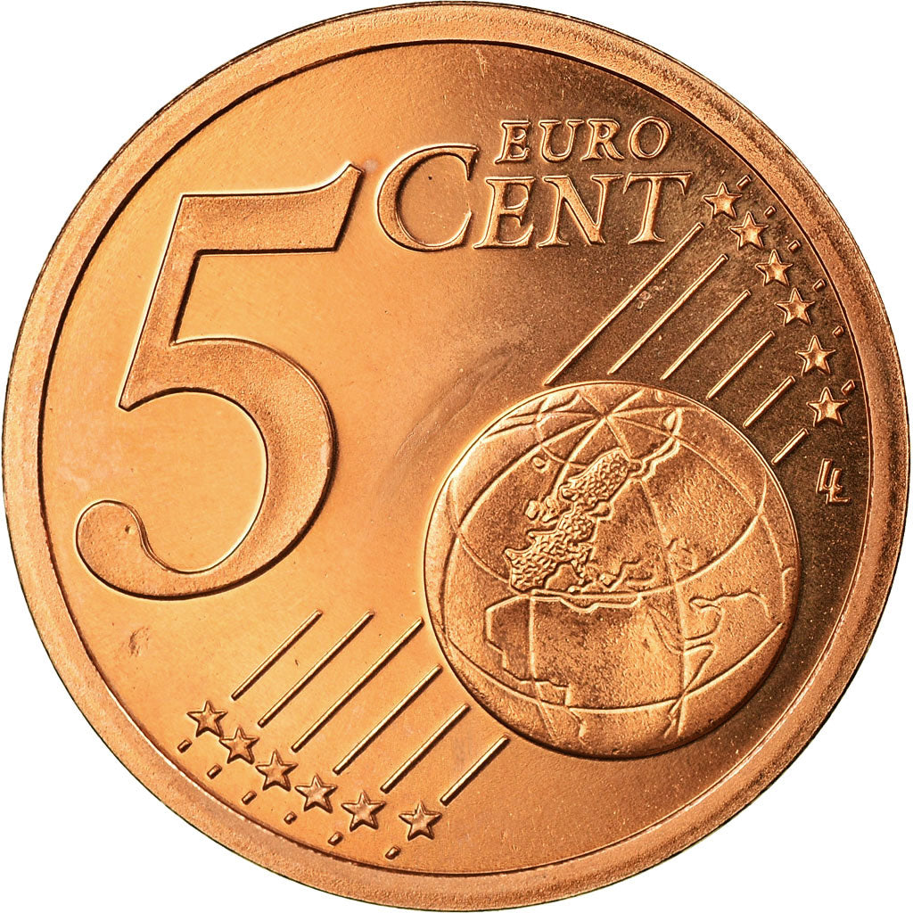 Frankrijk, 5 Euro Cent, 2002, BE, FDC, Copper Plated Steel, KM:1284