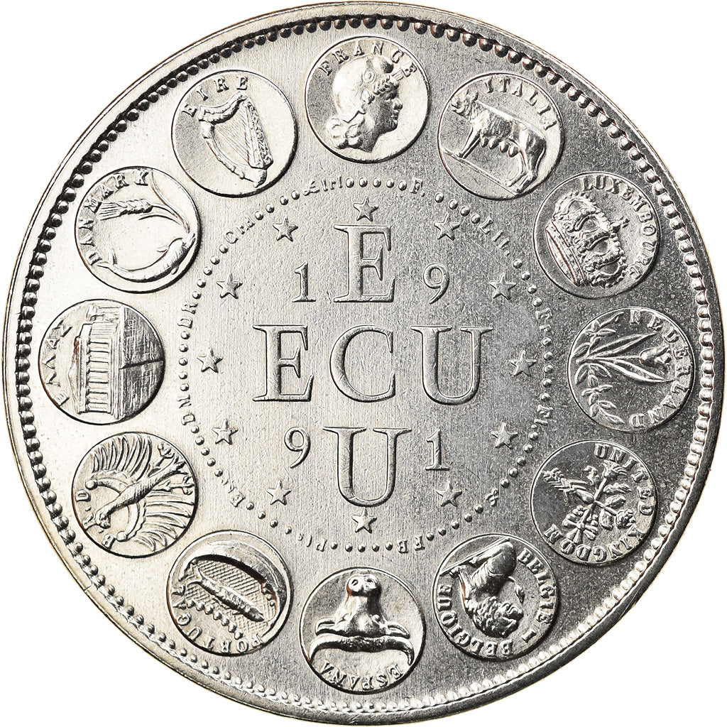 Francja, Medal, Ecu Europa, Marianne, Polityka, społeczeństwo, wojna, 1991