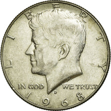 Coin, United States, Kennedy Half Dollar, Half Dollar, 1968, U.S. Mint, Denver