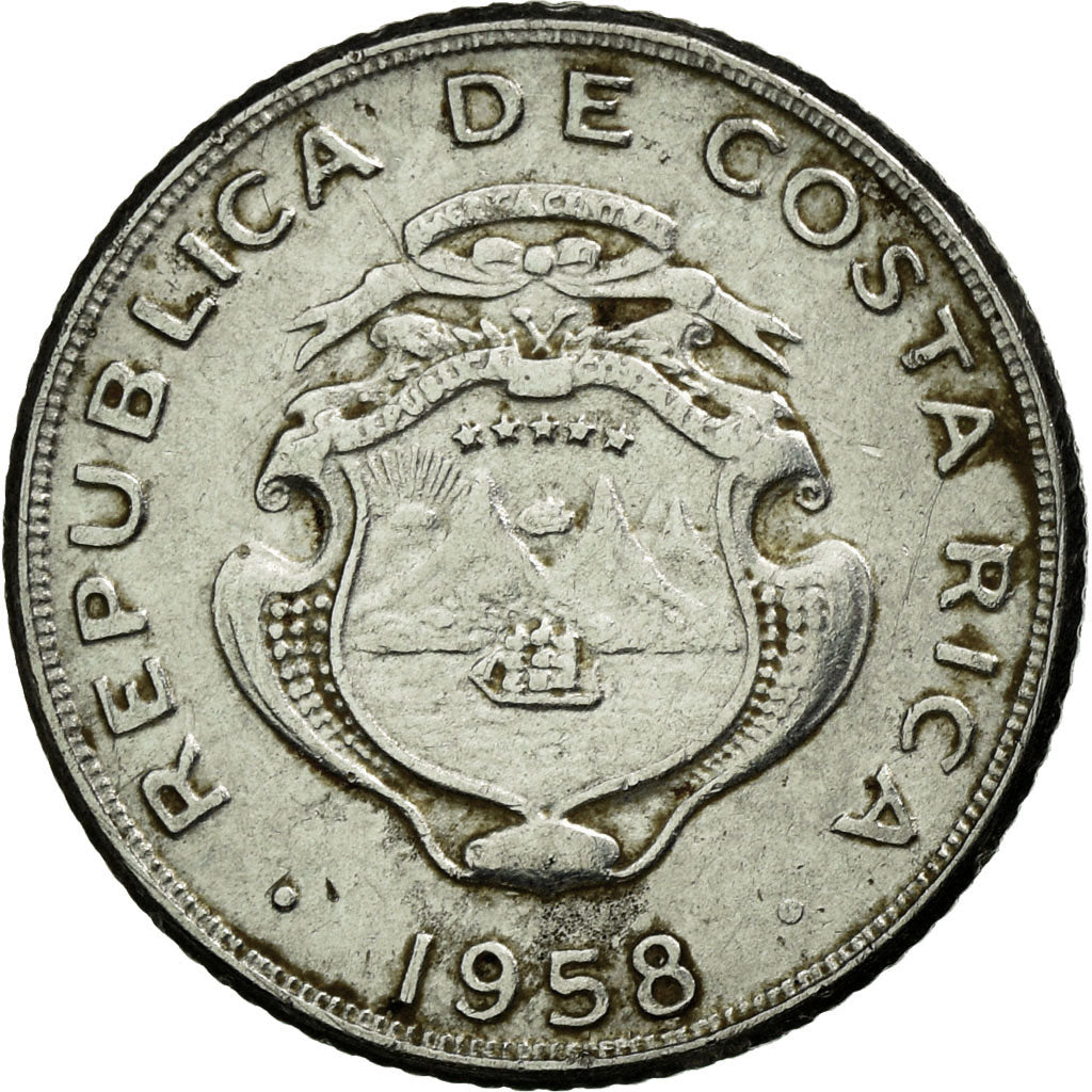 Coin, Costa Rica, 5 Centimos, 1958, EF(40-45), Stainless Steel, KM:184.1a