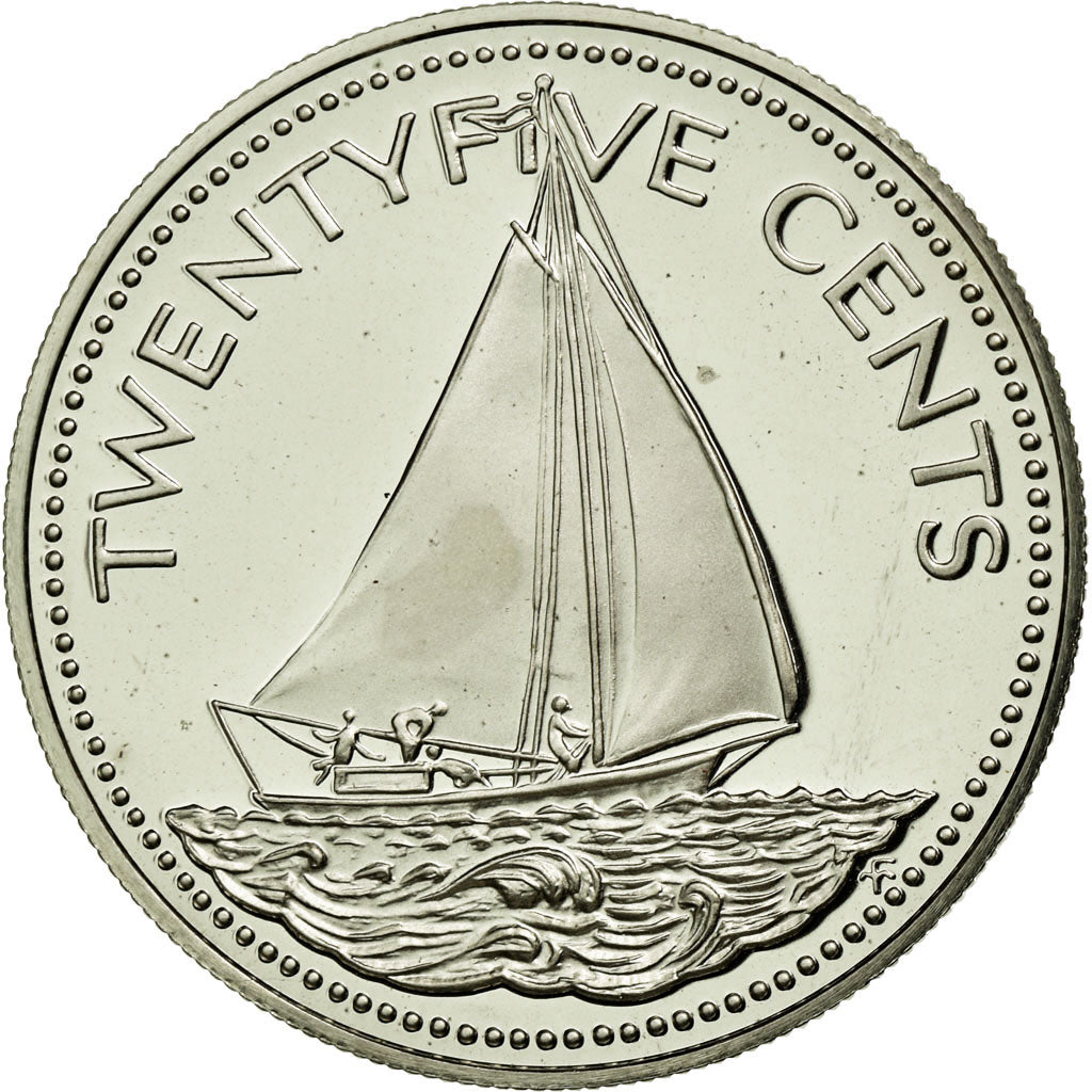 Monnaie, Bahamas, Elizabeth II, 25 Cents, 1974, Franklin Mint, U.S.A., FDC