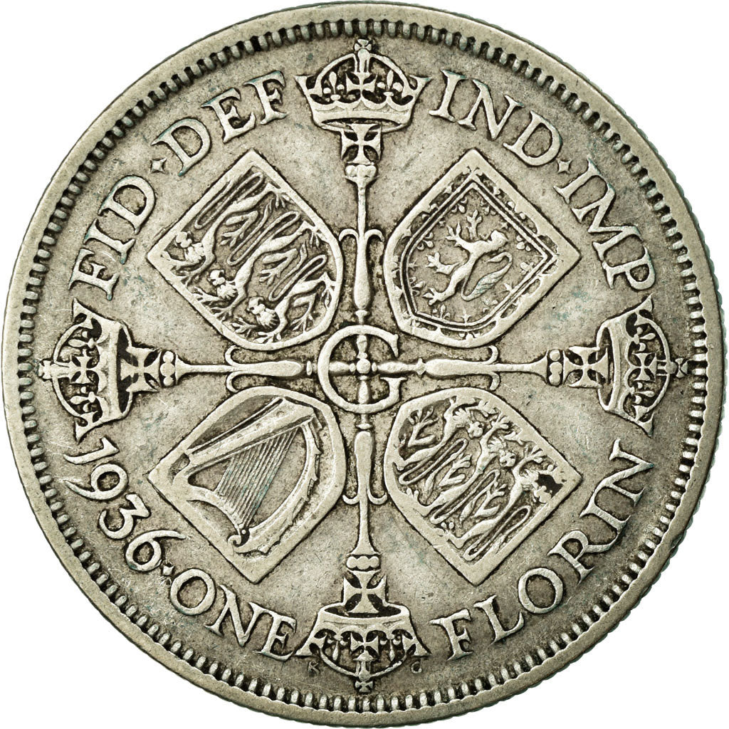 Coin, Great Britain, George V, Florin, Two Shillings, 1936, VF(30-35), Silver
