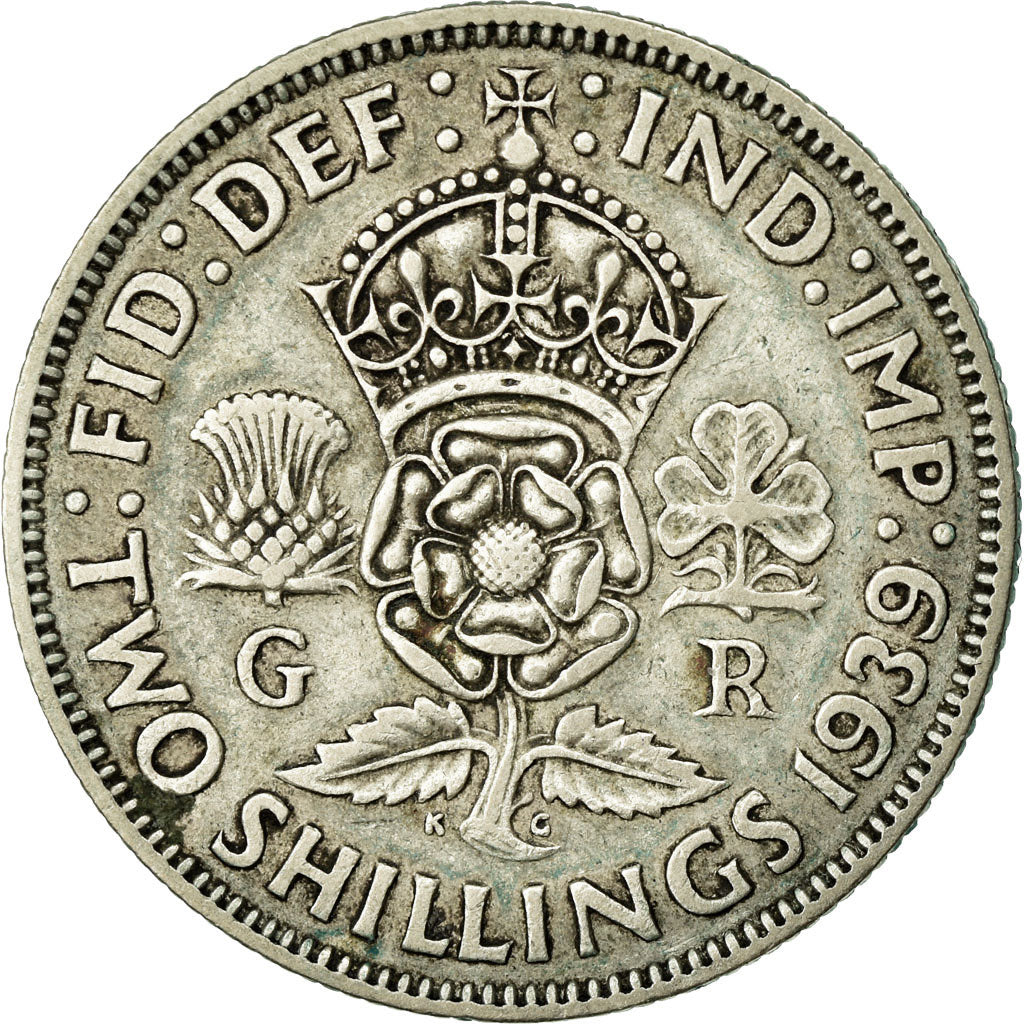 Moeda, Grã-Bretanha, George VI, Florin, Two Shillings, 1939, EF(40-45), Prata