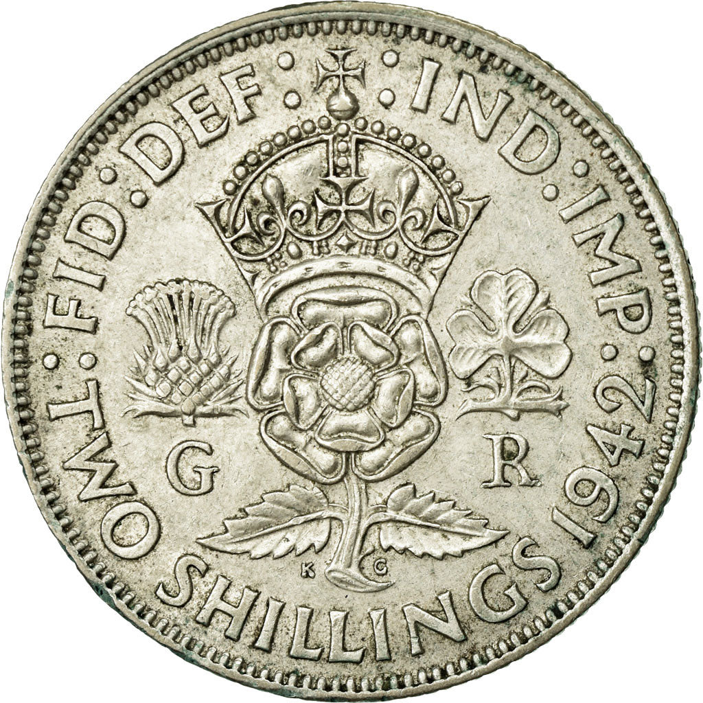 Coin, Great Britain, George VI, Florin, Two Shillings, 1942, EF(40-45), Silver