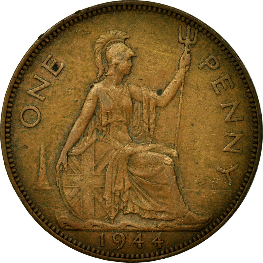 Munten, Groot Bretagne, George VI, Penny, 1944, ZF, Bronze, KM:845