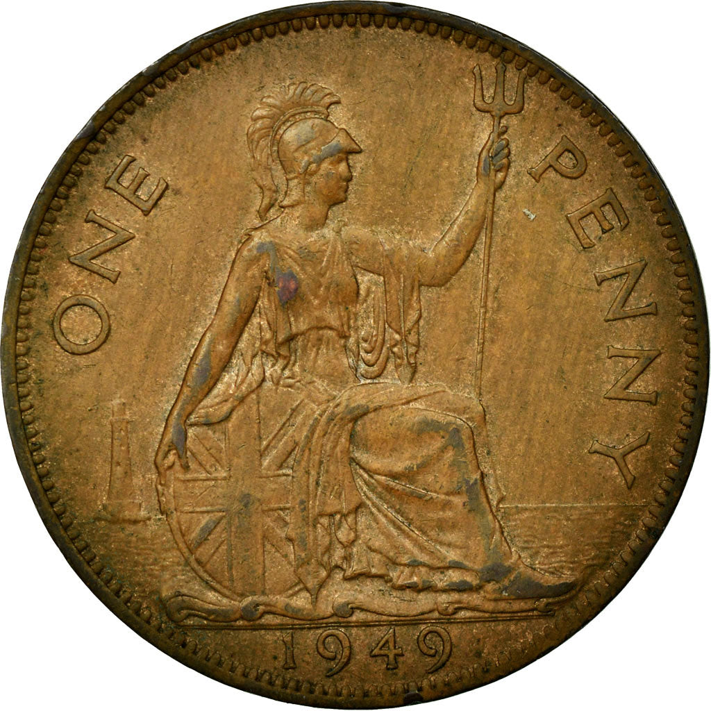 Monnaie, Grande-Bretagne, George VI, Penny, 1949, TTB, Bronze, KM:869