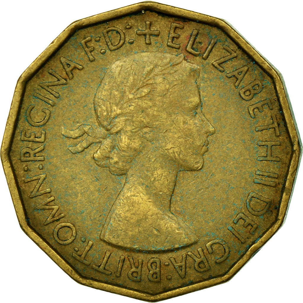 Moneta, Gran Bretagna, Elizabeth II, 3 Pence, 1953, BB, Nichel-ottone, KM:886