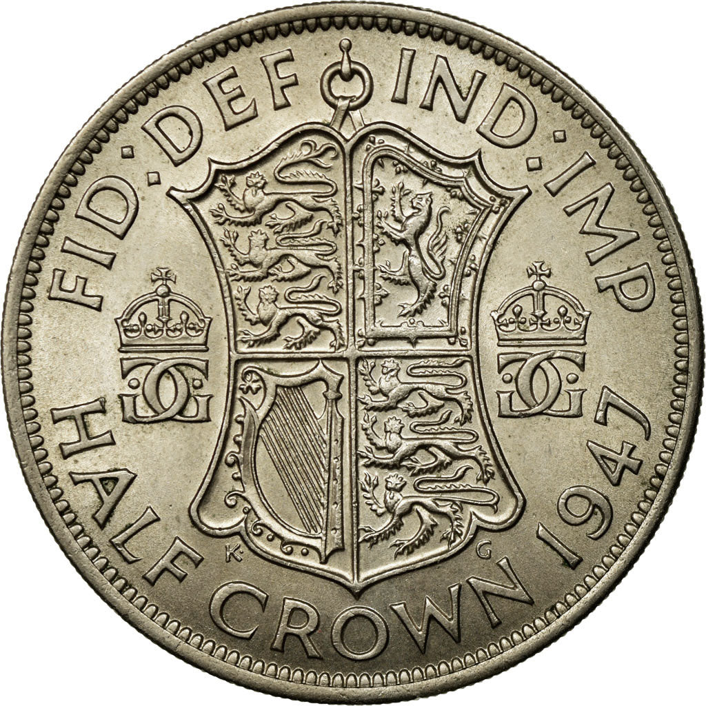 Coin, Great Britain, George VI, 1/2 Crown, 1947, AU(55-58), Copper-nickel