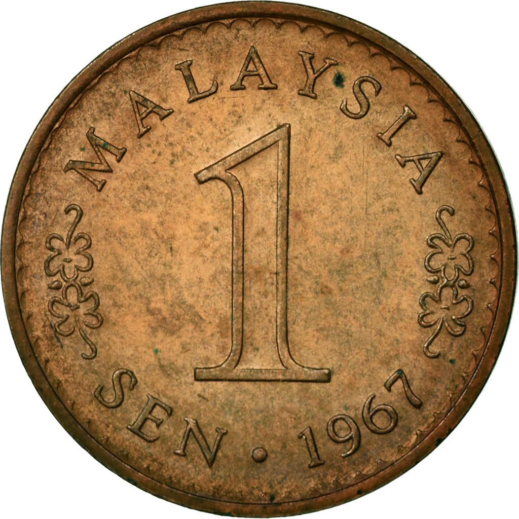Münze, Malaysia, Sen, 1967, Franklin Mint, SS, Bronze, KM:1