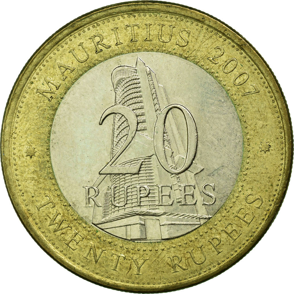 Coin, Mauritius, 20 Rupees, 2007, EF(40-45), Bi-Metallic, KM:66