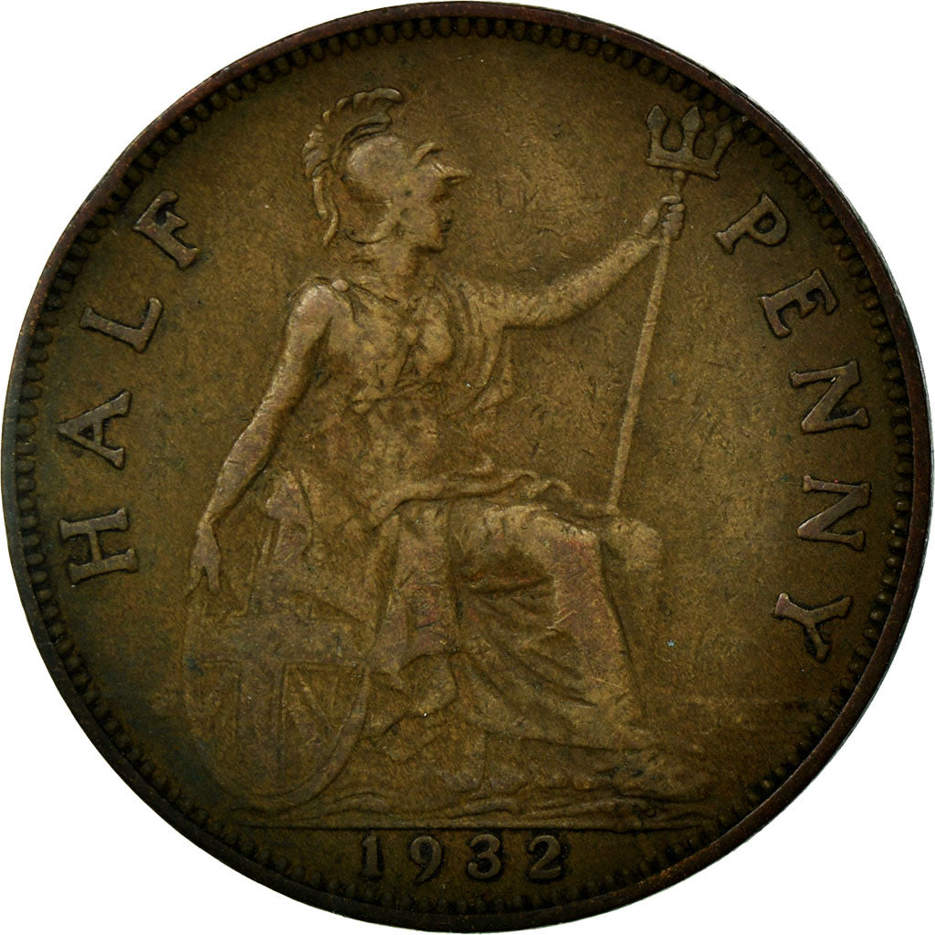 Monnaie, Grande-Bretagne, George V, 1/2 Penny, 1932, TB, Bronze, KM:837
