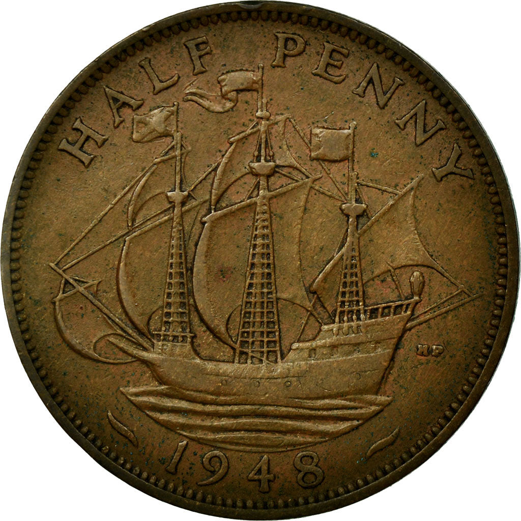 Coin, Great Britain, George VI, 1/2 Penny, 1948, EF(40-45), Bronze, KM:844