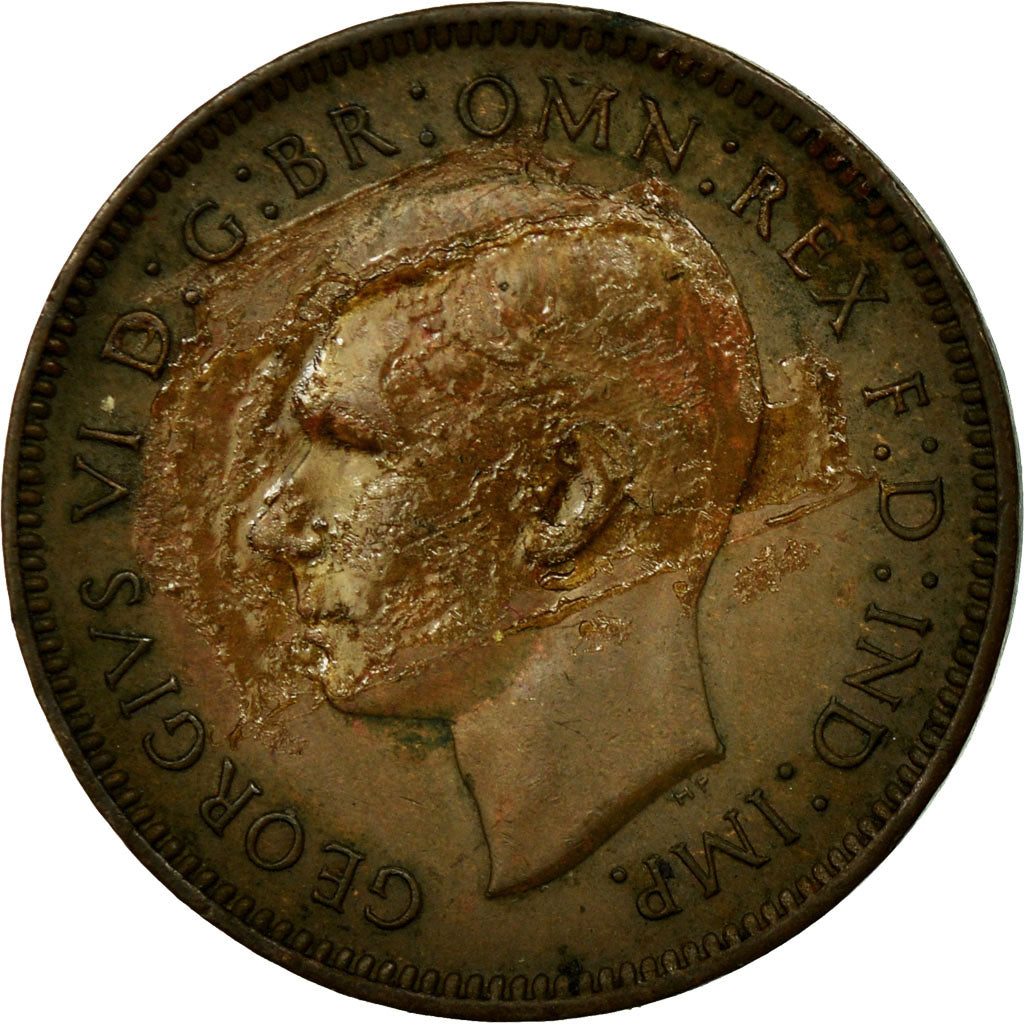 Moneda, Gran Bretaña, George VI, Farthing, 1946, BC+, Bronce, KM:843