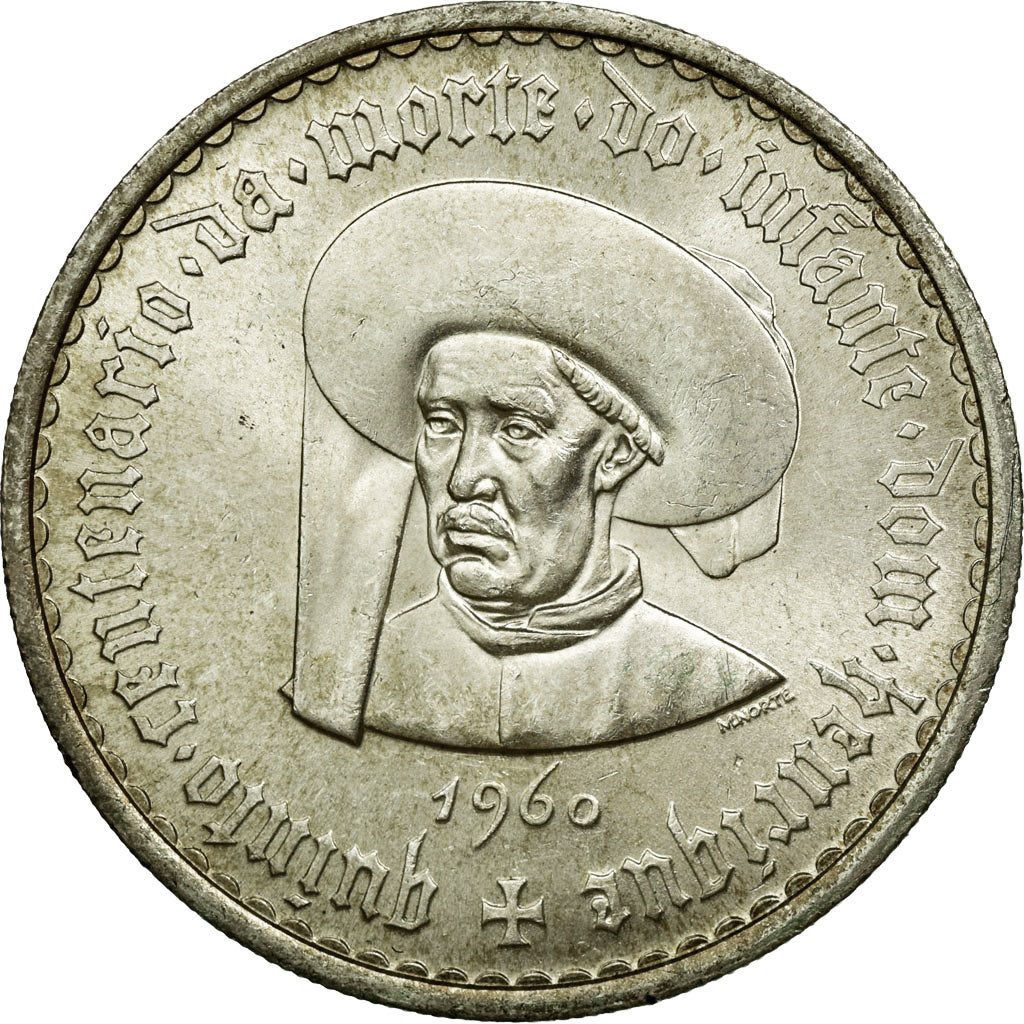 Coin, Portugal, 20 Escudos, 1960, AU(55-58), Silver, KM:589