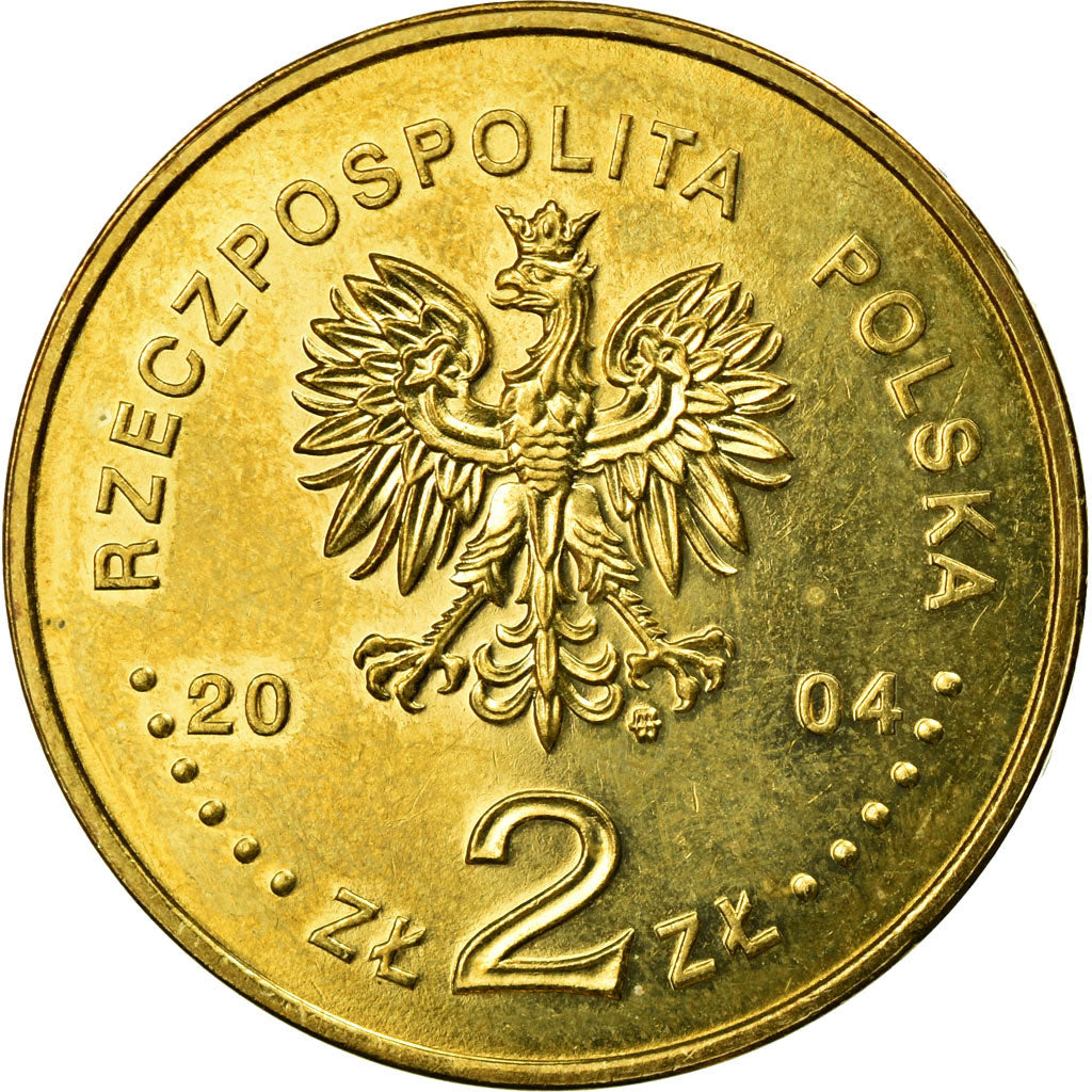Moneda, Polonia, 2 Zlote, 2004, Warsaw, MBC, Latón, KM:503