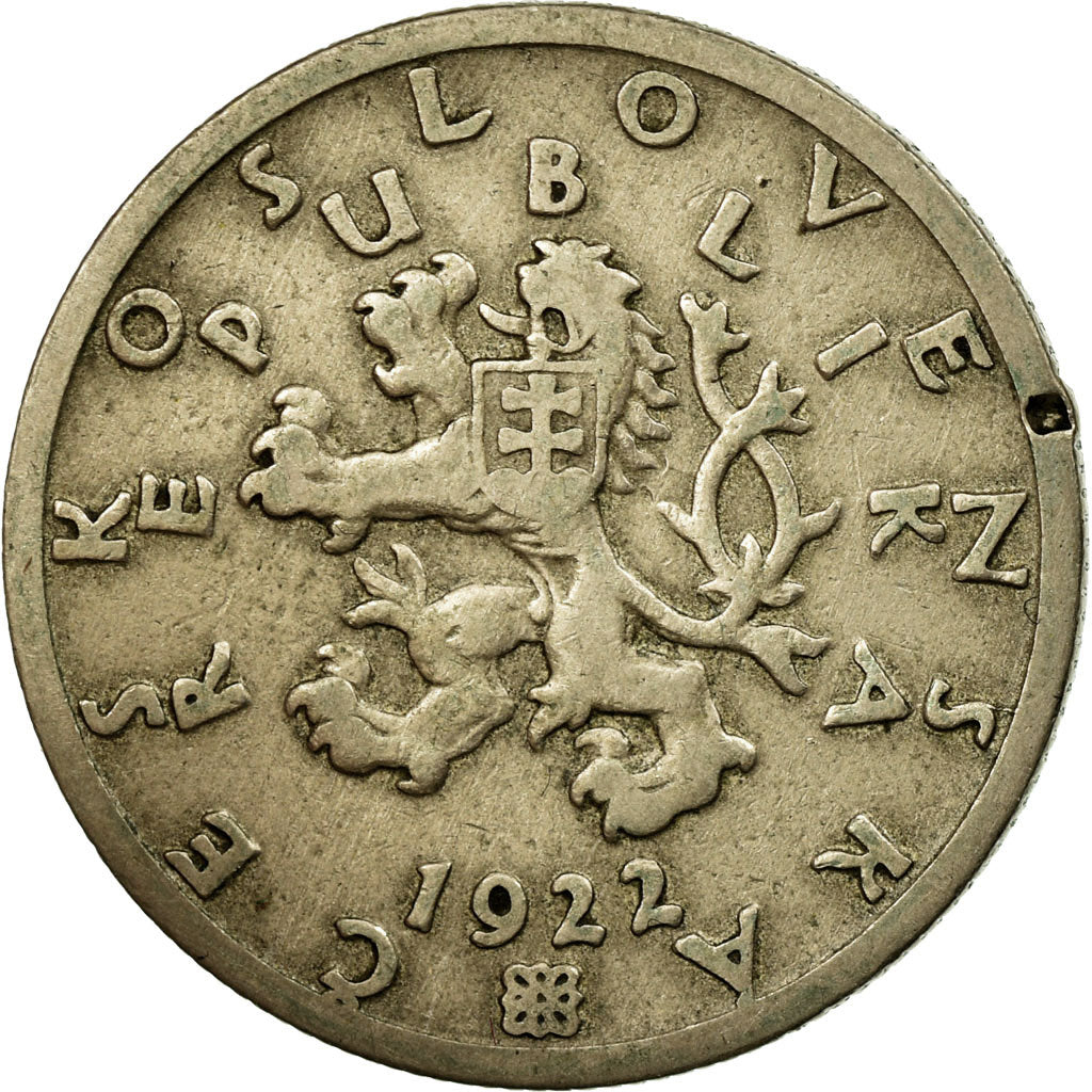Munten, Tsjecho-Slowakije, 50 Haleru, 1922, FR+, Copper-nickel, KM:2