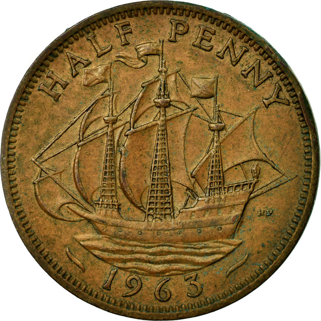 Moneta, Wielka Brytania, Elizabeth II, 1/2 Penny, 1963, EF(40-45), Bronze