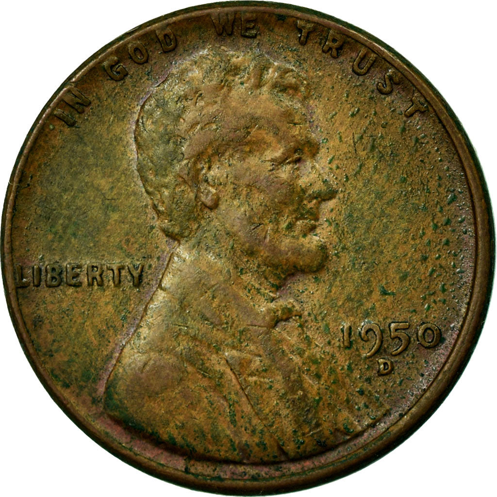 Monnaie, États-Unis, Lincoln Cent, Cent, 1950, U.S. Mint, Denver, TB+, Laiton