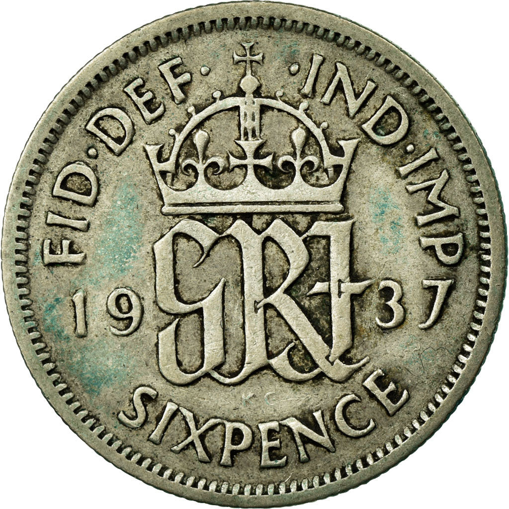 Coin, Great Britain, George VI, 6 Pence, 1937, EF(40-45), Silver, KM:852
