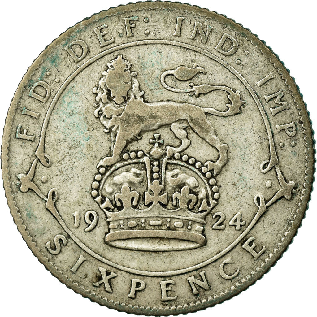 Münze, Großbritannien, George V, 6 Pence, 1924, S+, Silber, KM:815a.1