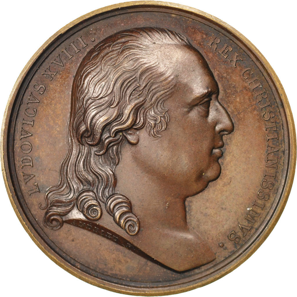 France, Medal, Louis XVIII, Politics, Society, War, Andrieu, AU(55-58), Copper
