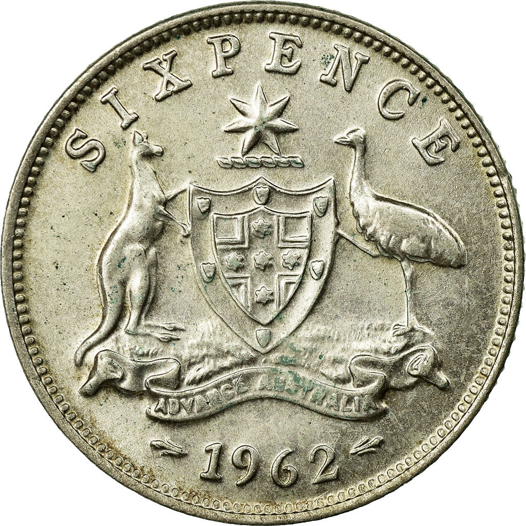 Moneda, Australia, Elizabeth II, Sixpence, 1962, Melbourne, MBC, Plata, KM:58