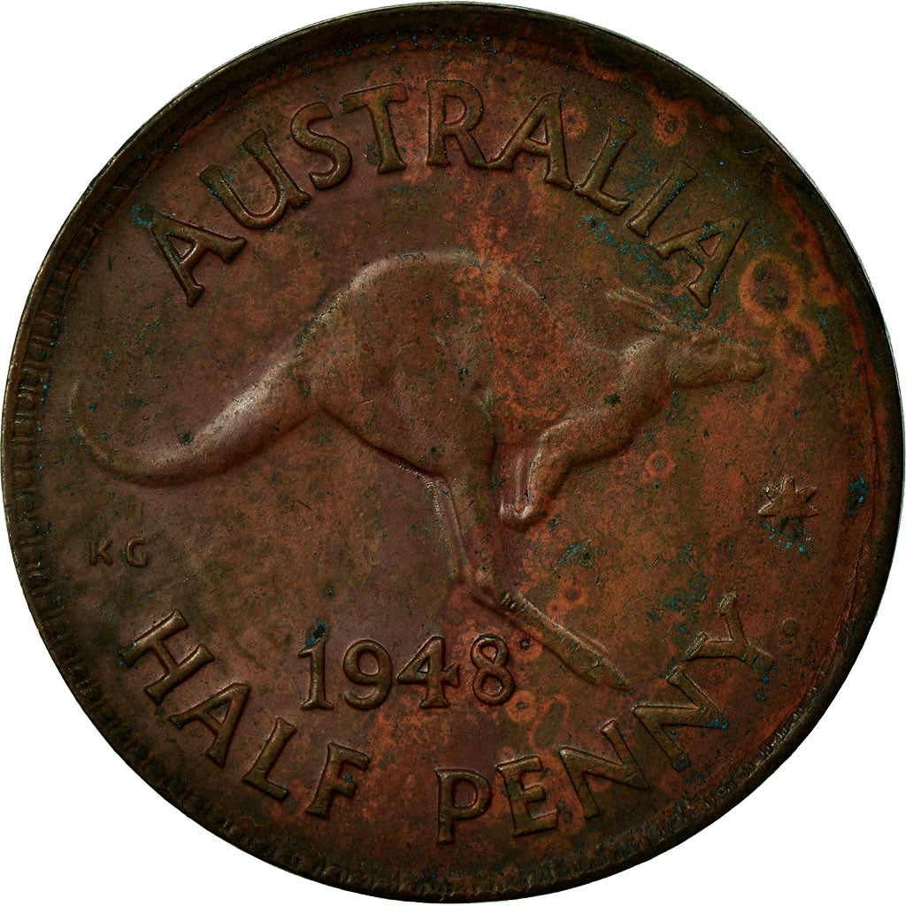 Münze, Australien, George VI, 1/2 Penny, 1948, S+, Bronze, KM:41