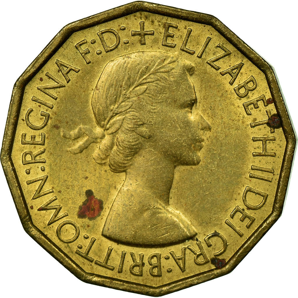 Münze, Großbritannien, Elizabeth II, 3 Pence, 1953, SS, Nickel-brass, KM:886
