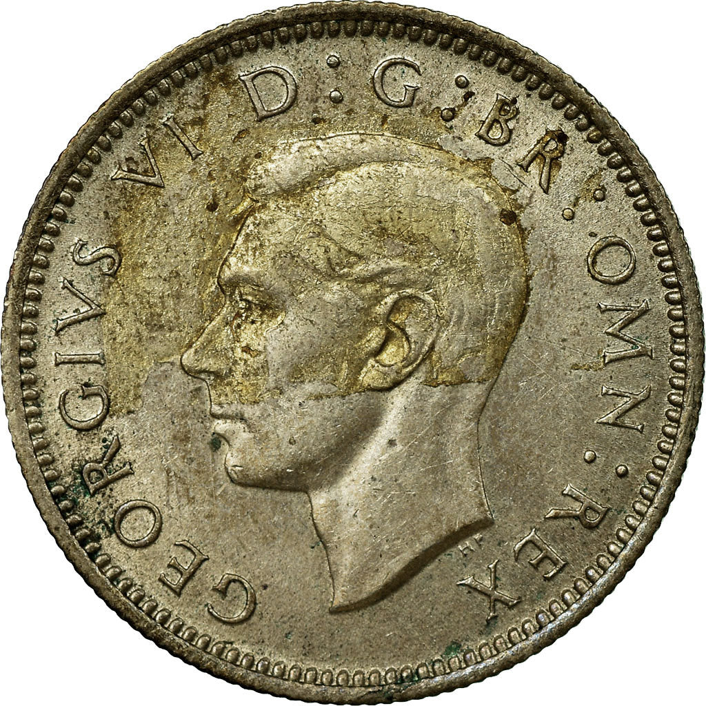 Moeda, Grã-Bretanha, George VI, 6 Pence, 1946, EF(40-45), Prata, KM:852