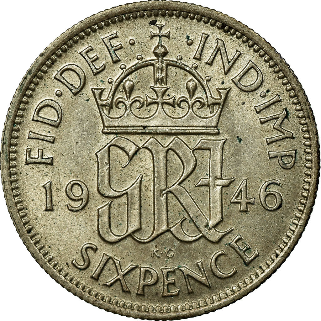 Moeda, Grã-Bretanha, George VI, 6 Pence, 1946, EF(40-45), Prata, KM:852