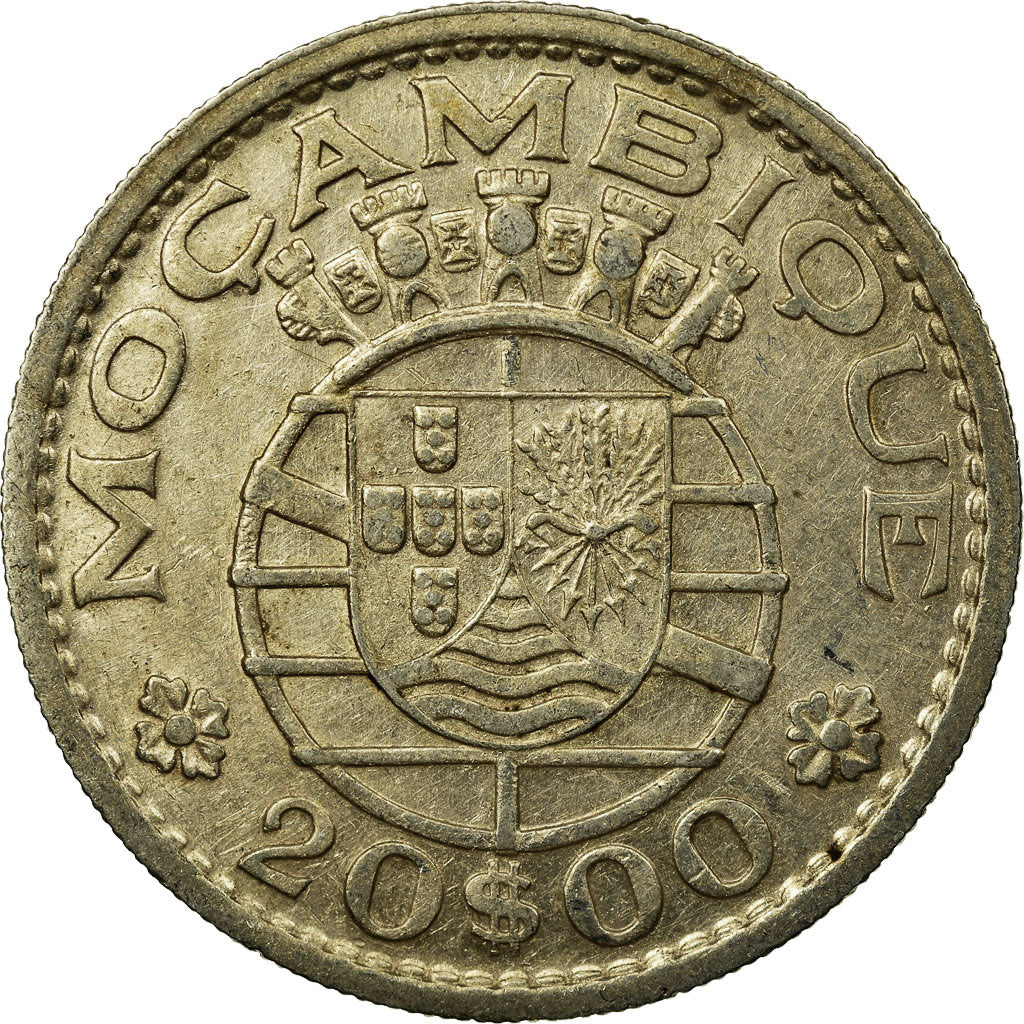 Coin, Mozambique, 20 Escudos, 1955, EF(40-45), Silver, KM:80