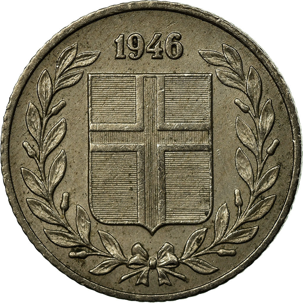 Münze, Iceland, 25 Aurar, 1946, SS, Copper-nickel, KM:11