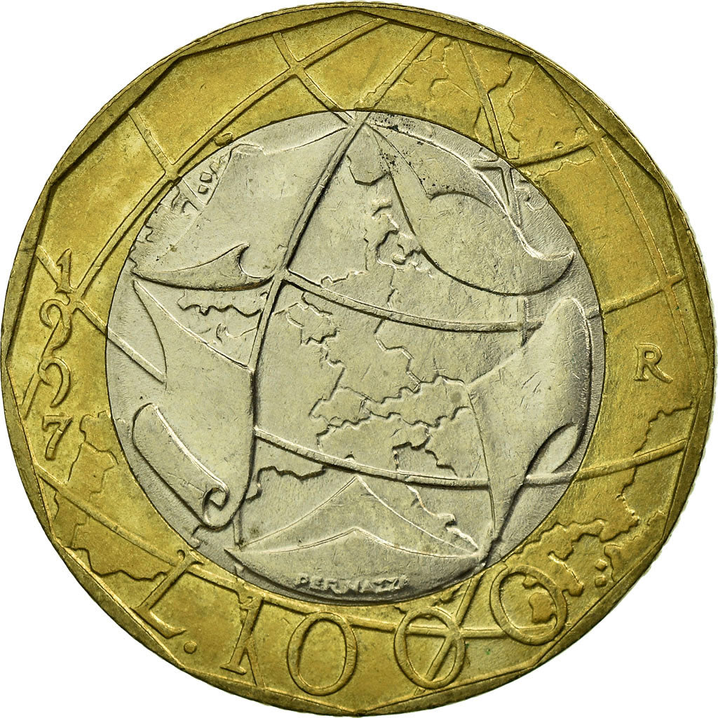 Moeda, Itália, 1000 Lire, 1997, Rome, EF(40-45), Bimetálico, KM:194