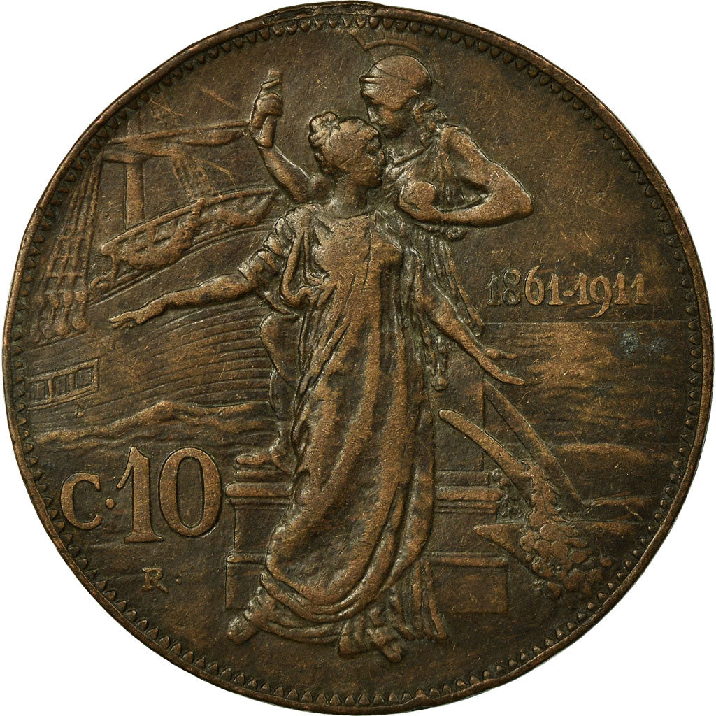 Moneta, Italia, Vittorio Emanuele III, 10 Centesimi, 1911, Rome, BB, Bronzo