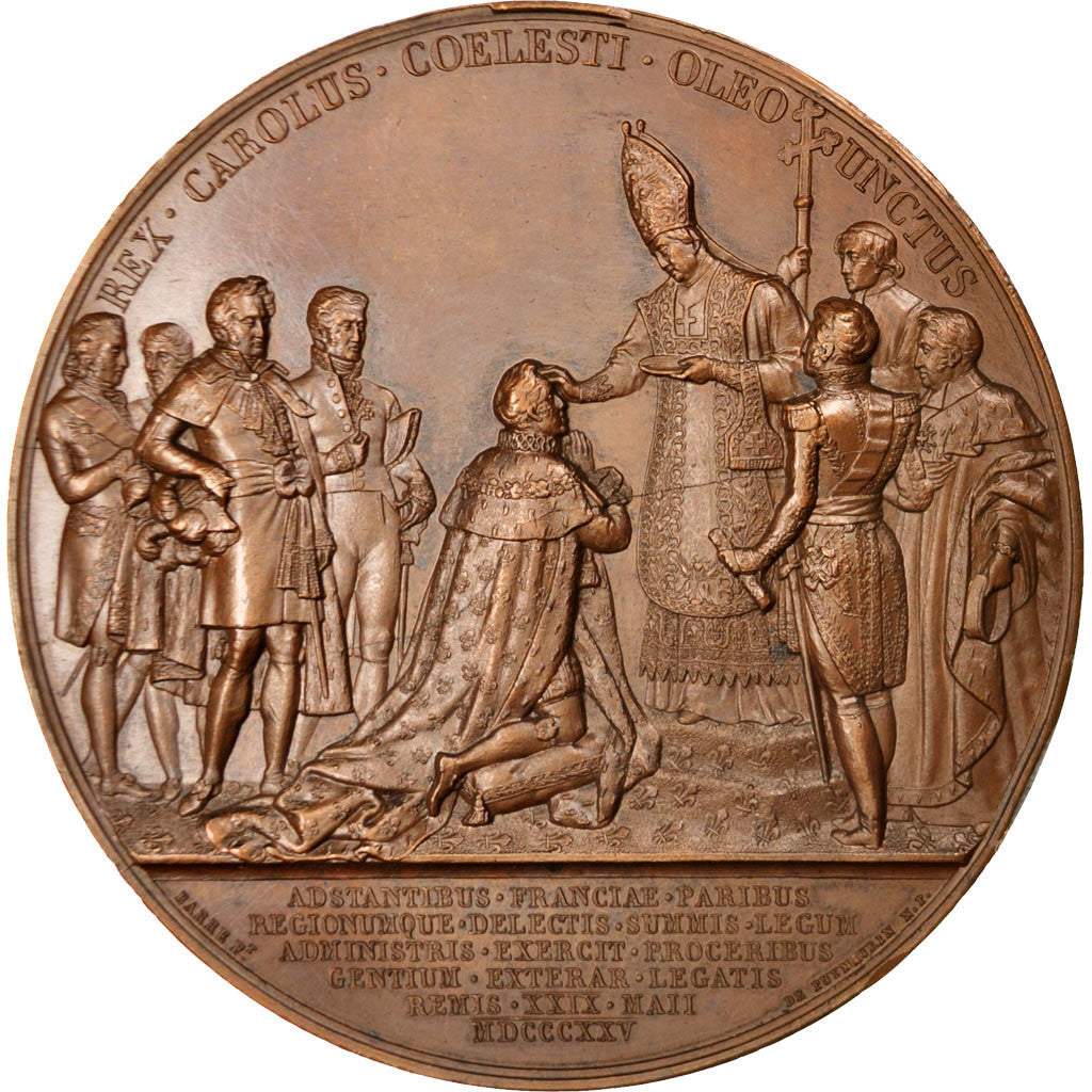 Francja, medal, Karol X, Sacre à Reims, 1825, Brązowy, Gatteaux, MS(63)