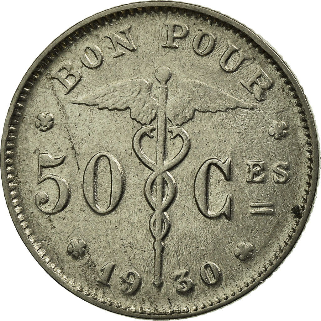 Moneta, Belgia, 50 Centimes, 1930, EF(40-45), Nikiel, KM:87