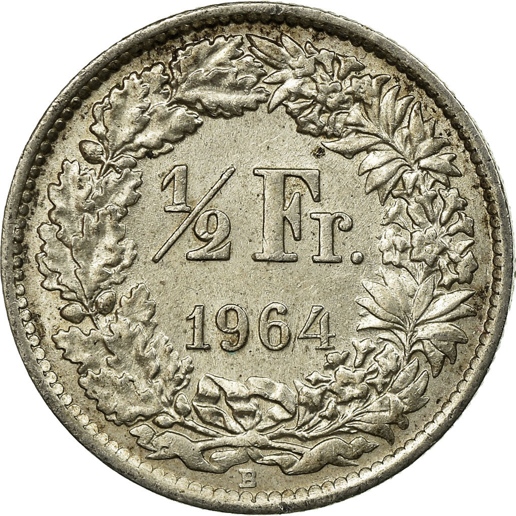 Coin, Switzerland, 1/2 Franc, 1964, Bern, AU(55-58), Silver, KM:23