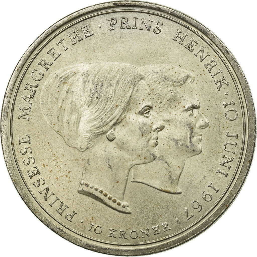 Moneta, Danimarca, Frederik IX, 10 Kroner, 1967, Copenhagen, BB, Argento, KM:856