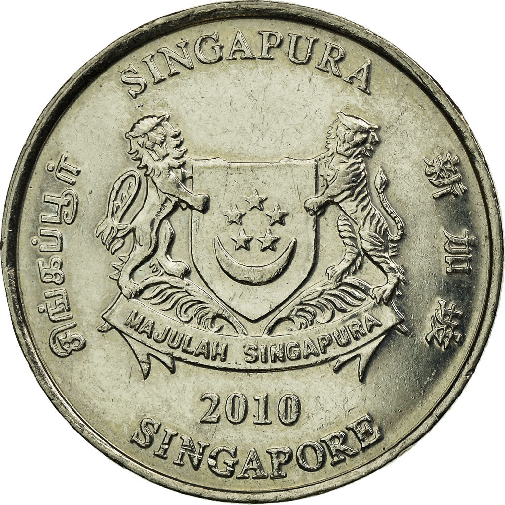 Coin, Singapore, 20 Cents, 2010, Singapore Mint, EF(40-45), Copper-nickel