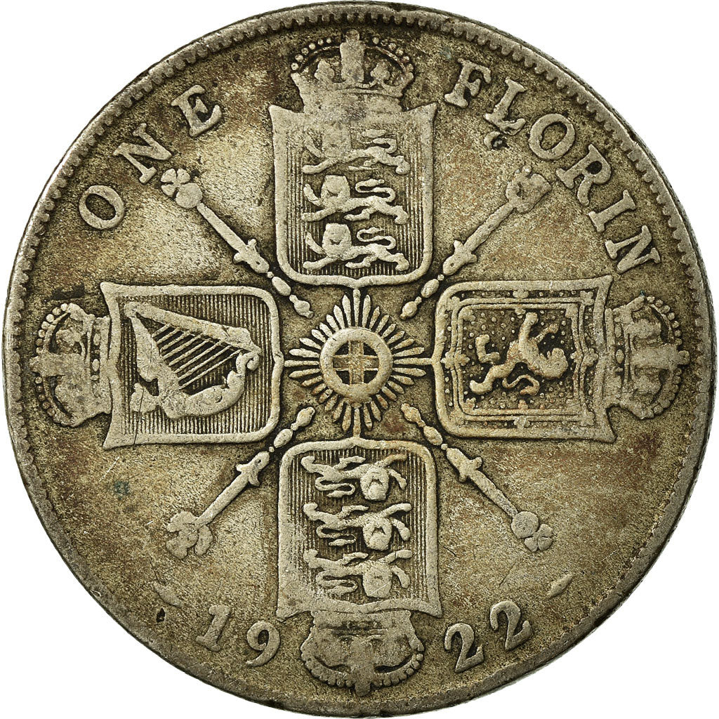 Moeda, Grã-Bretanha, George V, Florin, Two Shillings, 1922, VF(20-25), Prata